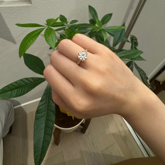 Charles and Colvard Engagement 14k Rose Gold Ring - Picture 5 of 8